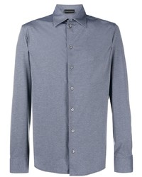 Мужская синяя классическая рубашка от Emporio Armani