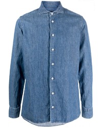 Мужская синяя классическая рубашка от Lardini