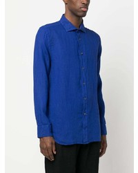 Мужская синяя классическая рубашка от 120% Lino