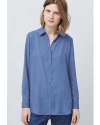 Женская синяя классическая рубашка от Mango