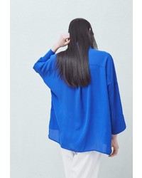 Женская синяя классическая рубашка от Mango