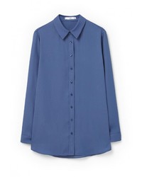Женская синяя классическая рубашка от Mango