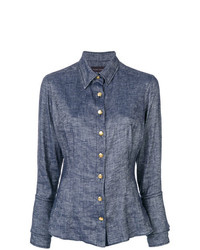Женская синяя классическая рубашка от Talbot Runhof