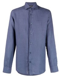 Мужская синяя классическая рубашка от Z Zegna