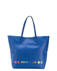 Синяя кожаная большая сумка с принтом от Marc Ellis
