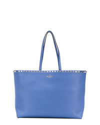 Синяя кожаная большая сумка с шипами от Valentino