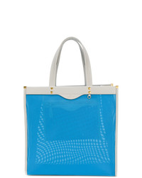 Синяя кожаная большая сумка от Anya Hindmarch