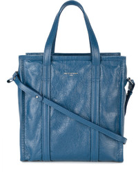 Синяя кожаная большая сумка от Balenciaga