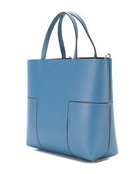 Синяя кожаная большая сумка от Tory Burch