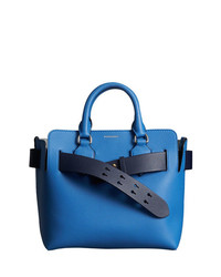 Синяя кожаная большая сумка от Burberry