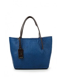 Синяя кожаная большая сумка от Eleganzza