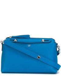Синяя кожаная большая сумка от Fendi