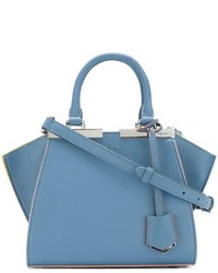 Синяя кожаная большая сумка от Fendi