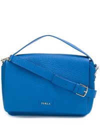 Синяя кожаная большая сумка от Furla