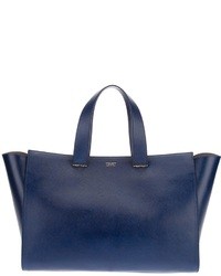 Синяя кожаная большая сумка от Giorgio Armani