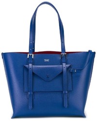 Синяя кожаная большая сумка от Giorgio Armani