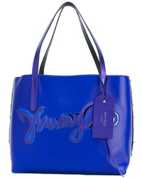 Синяя кожаная большая сумка от Jimmy Choo