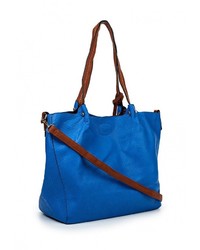 Синяя кожаная большая сумка от Johnny