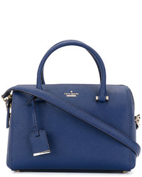 Синяя кожаная большая сумка от Kate Spade