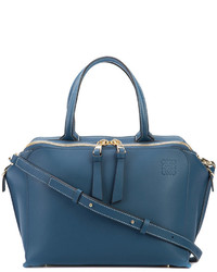 Синяя кожаная большая сумка от Loewe
