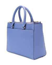 Синяя кожаная большая сумка от Tory Burch