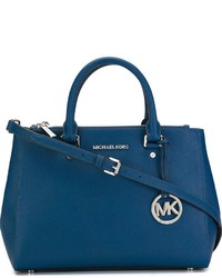 Синяя кожаная большая сумка от MICHAEL Michael Kors