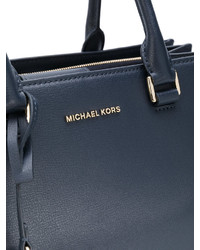 Синяя кожаная большая сумка от MICHAEL Michael Kors