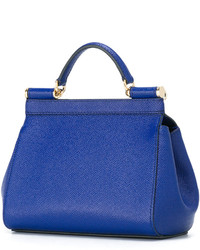 Синяя кожаная большая сумка от Dolce & Gabbana