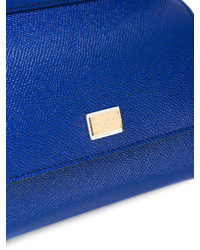 Синяя кожаная большая сумка от Dolce & Gabbana