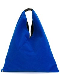 Синяя кожаная большая сумка от MM6 MAISON MARGIELA