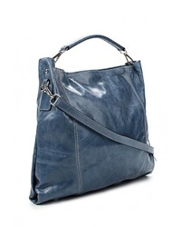 Синяя кожаная большая сумка от Moronero
