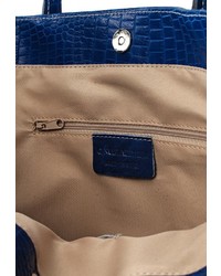 Синяя кожаная большая сумка от Moronero