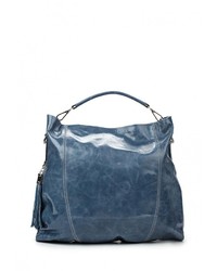 Синяя кожаная большая сумка от Moronero