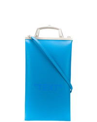 Синяя кожаная большая сумка от Off-White