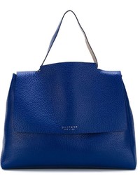 Синяя кожаная большая сумка от Orciani