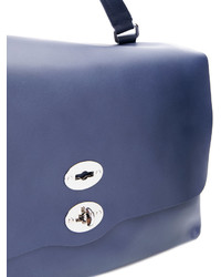 Синяя кожаная большая сумка от Zanellato