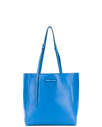 Синяя кожаная большая сумка от Prada