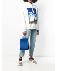 Синяя кожаная большая сумка от Medea