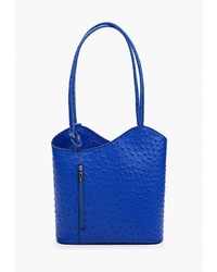 Синяя кожаная большая сумка от Roberta Rossi