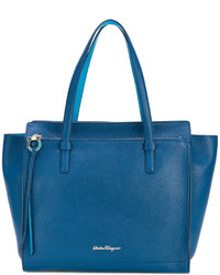 Синяя кожаная большая сумка от Salvatore Ferragamo