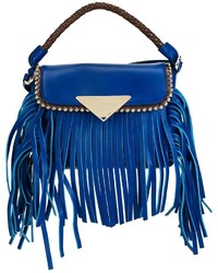 Синяя кожаная большая сумка от Sara Battaglia