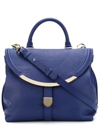 Синяя кожаная большая сумка от See by Chloe