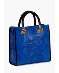 Синяя кожаная большая сумка от Sefaro Exotic