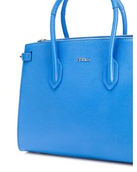 Синяя кожаная большая сумка от Furla