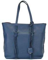 Синяя кожаная большая сумка от Tod's