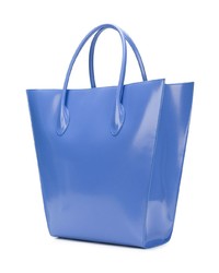 Синяя кожаная большая сумка от Jacquemus