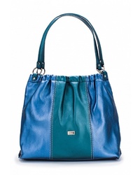 Синяя кожаная большая сумка от Vita