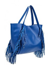 Синяя кожаная большая сумка от Vitacci