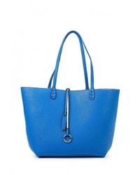 Синяя кожаная большая сумка от Vitacci