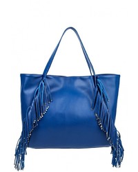 Синяя кожаная большая сумка от Vitacci